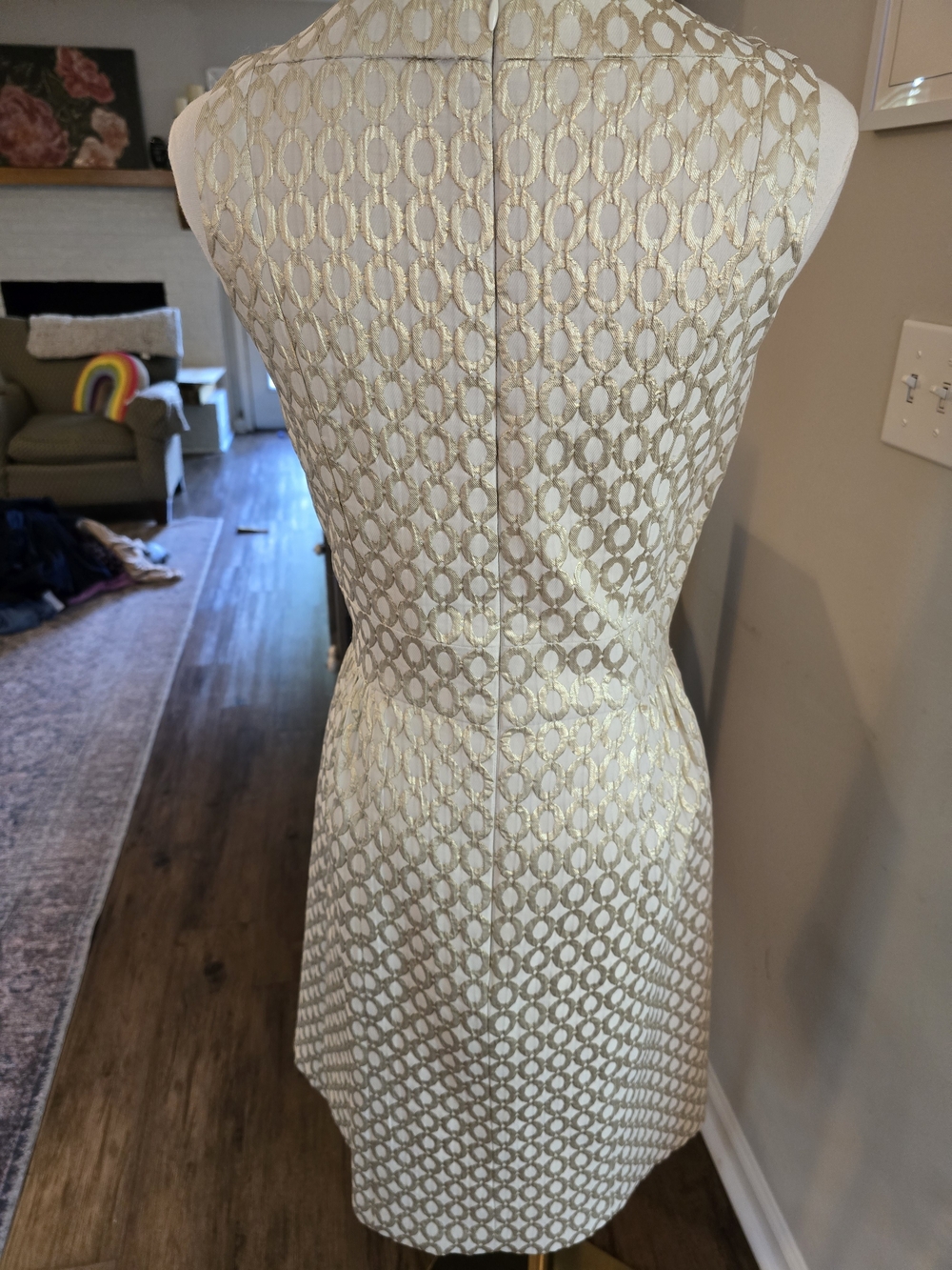 Ralph Lauren Cream and Gold Sleeveless A-Line Midi Dress - Picture 4 of 5